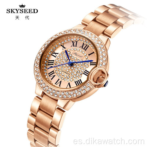 SKYSEED dial diamante oro reloj femenino cuarzo impermeable